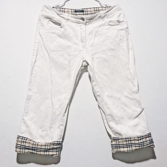 Burberry white denim with signature cuffs - Picture 1 of 3